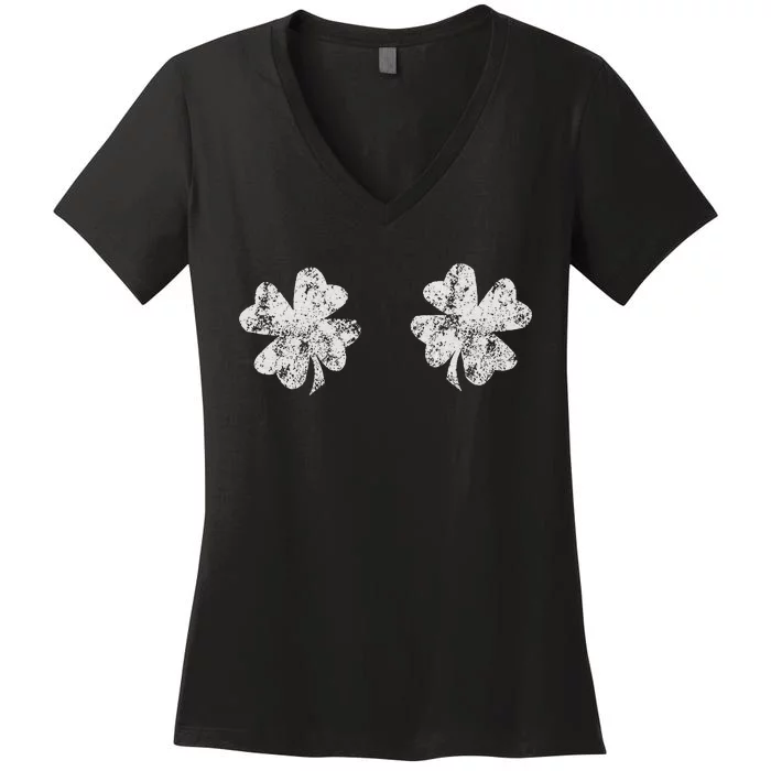 Lucky Saint Patrick's Day Irish Green Clover Women's V-Neck T-Shirt