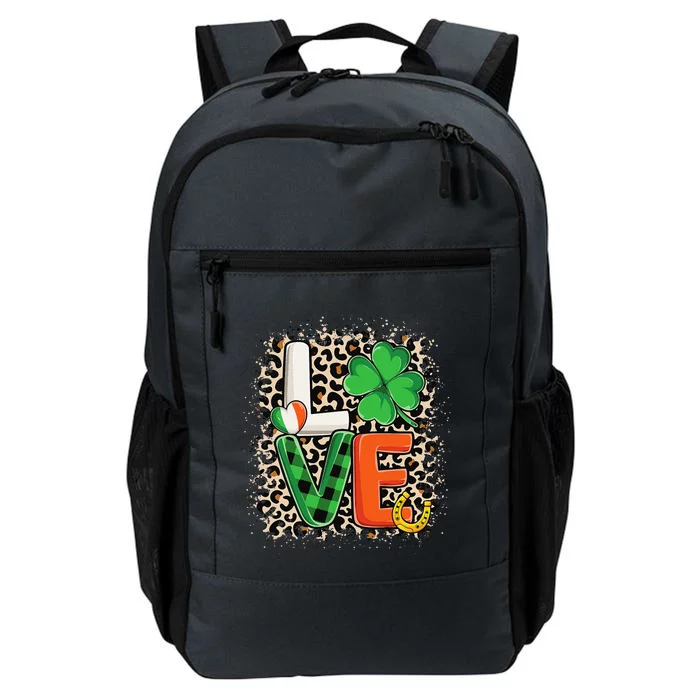 Love St. Patricks Day Shamrock Irish Leopard Print Plaid Daily Commute Backpack