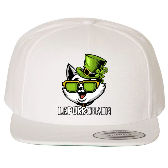 Lepurrchaun St. Patrick's Day Cute Cat Leprechaun Shamrocks Wool Snapback Cap