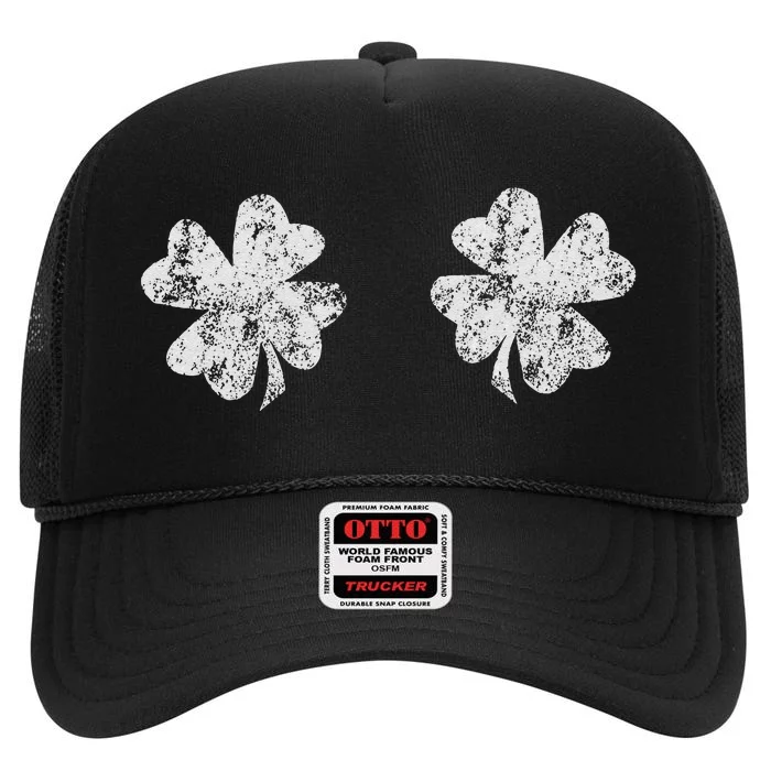 Lucky Saint Patrick's Day Irish Green Clover High Crown Mesh Trucker Hat