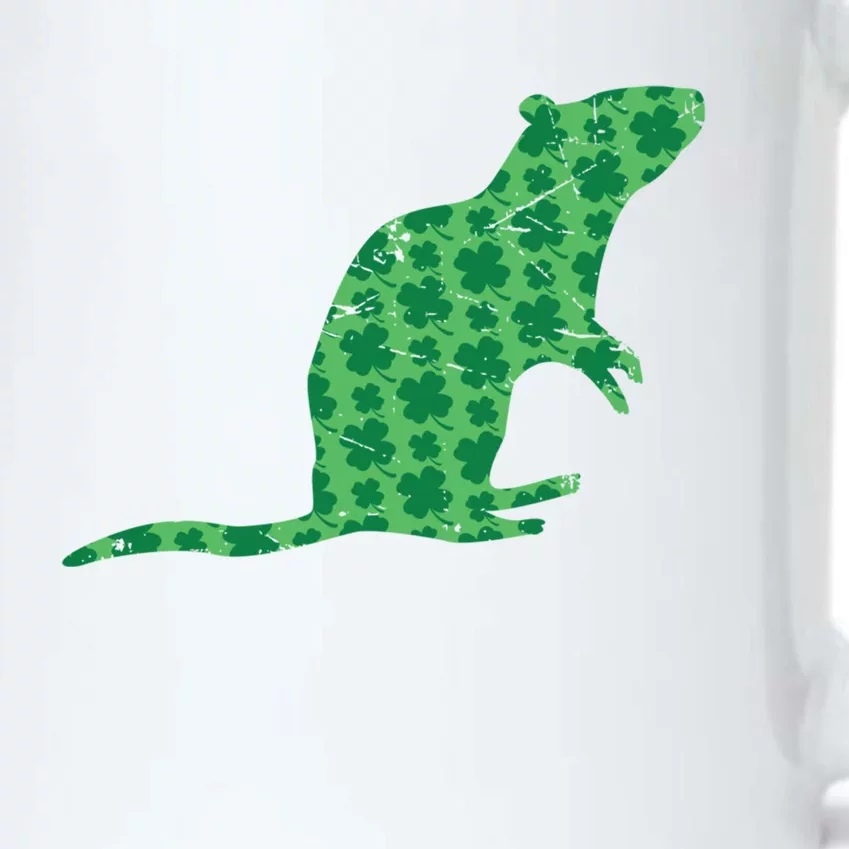 Lucky St Patrick's Day Rat Gift 4 Leaf Clover Graphic Gift Black Color Changing Mug