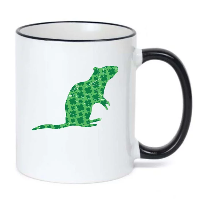 Lucky St Patrick's Day Rat Gift 4 Leaf Clover Graphic Gift Black Color Changing Mug