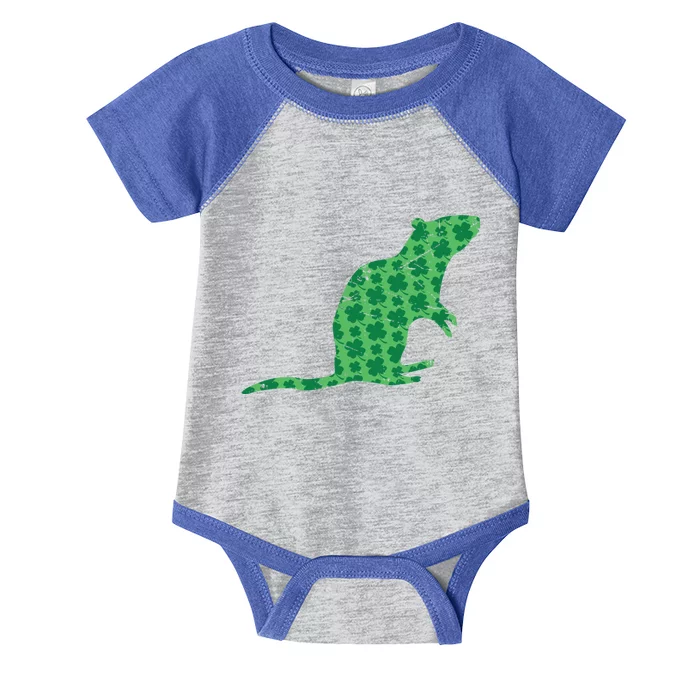 Lucky St Patrick's Day Rat Gift 4 Leaf Clover Graphic Gift Infant Baby Jersey Bodysuit