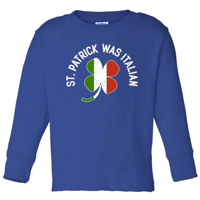 Lucky Saint Patricks Italian Flag Print St Patty's Day Green Gift Toddler Long Sleeve Shirt