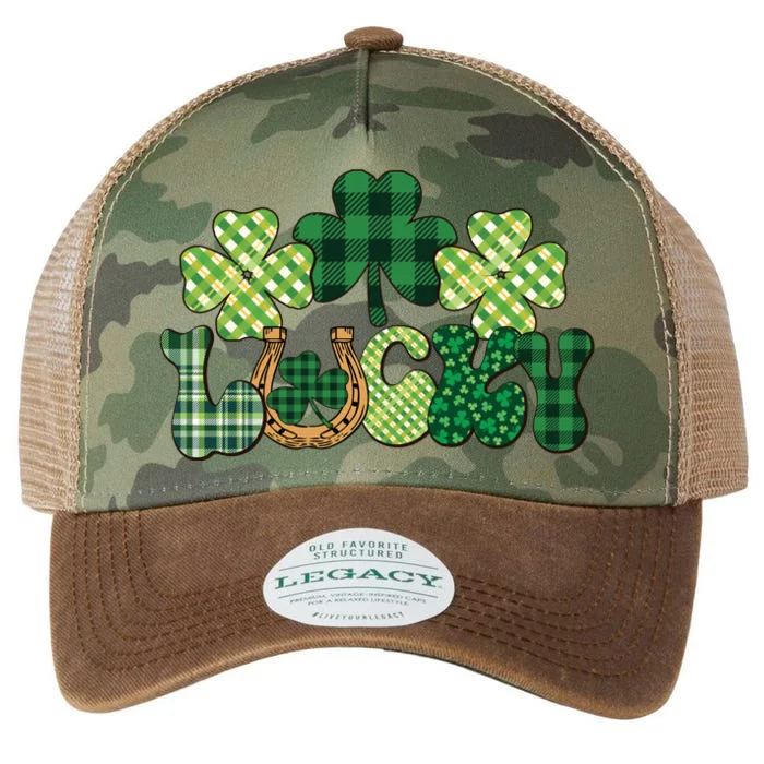 Lucky Shamrock Plaid St Pattricks Day Legacy Tie Dye Trucker Hat