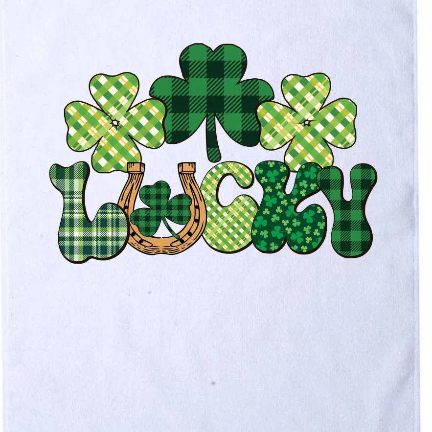 Lucky Shamrock Plaid St Pattricks Day Platinum Collection Golf Towel