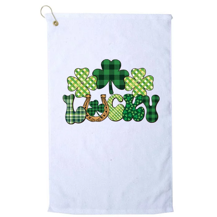 Lucky Shamrock Plaid St Pattricks Day Platinum Collection Golf Towel