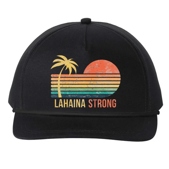 Lahaina Strong Palm Tree And Sunset Snapback Five-Panel Rope Hat