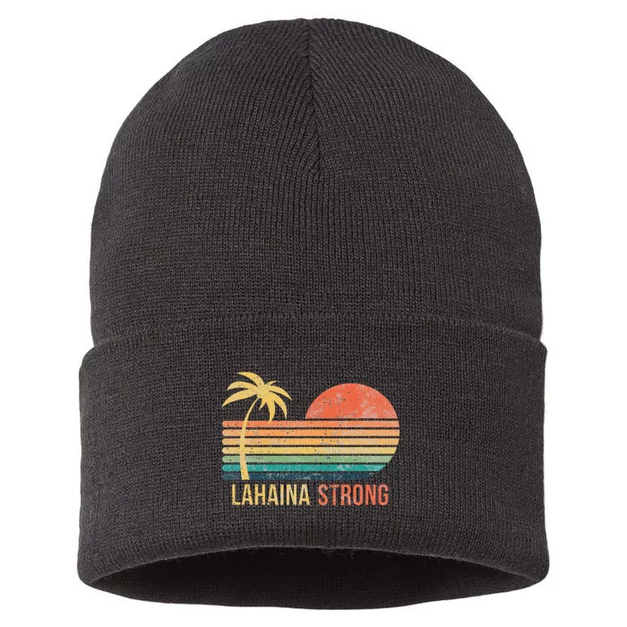 Lahaina Strong Palm Tree And Sunset Sustainable Knit Beanie