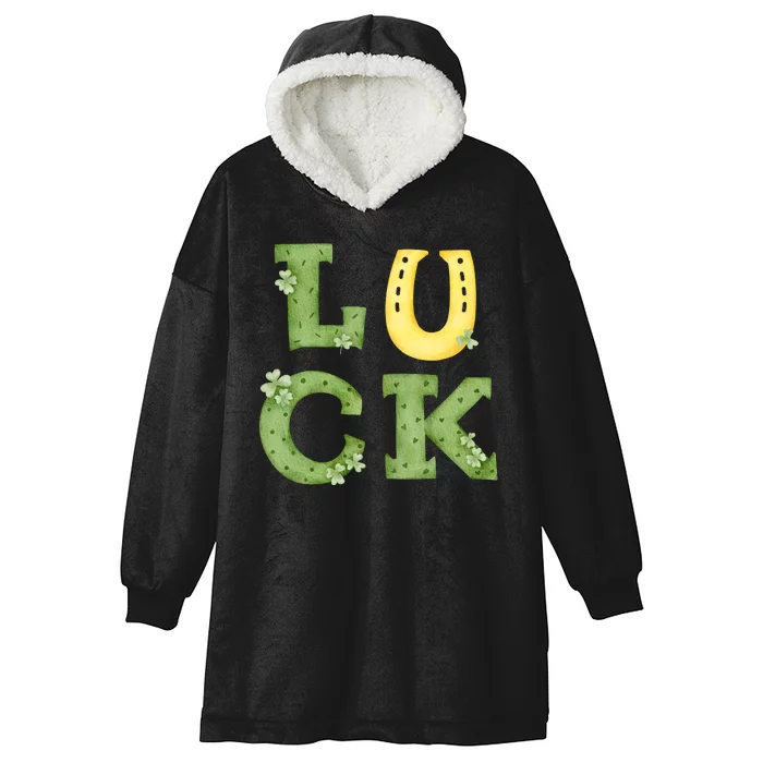 Luck St Patrick's Day Cute Gift Hooded Wearable Blanket