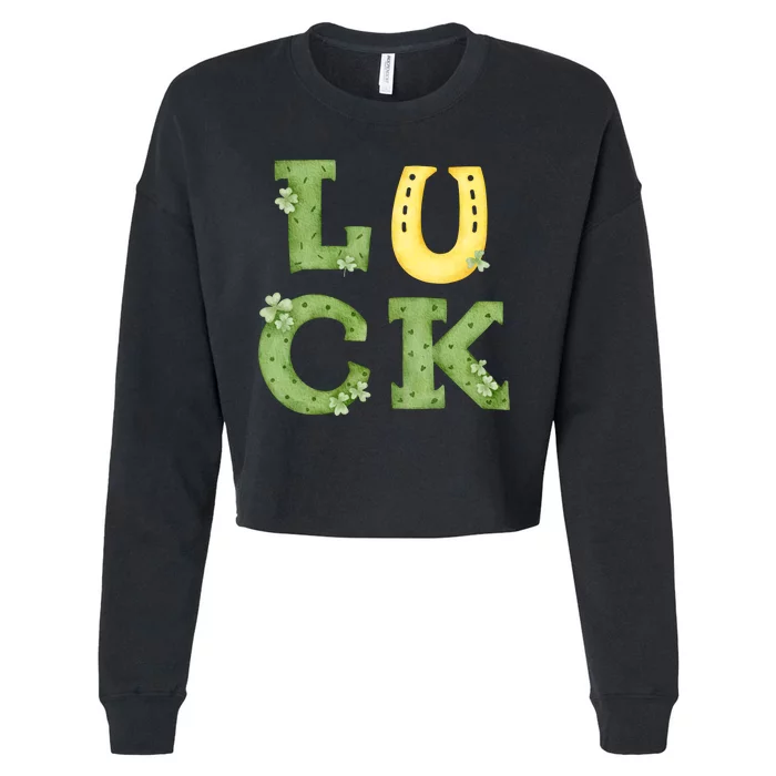 Luck St Patrick's Day Cute Gift Cropped Pullover Crew