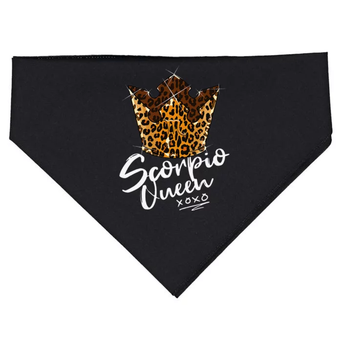 Leopard Scorpio Queen Zodiac Sign with Leopard Pattern Crown USA-Made Doggie Bandana