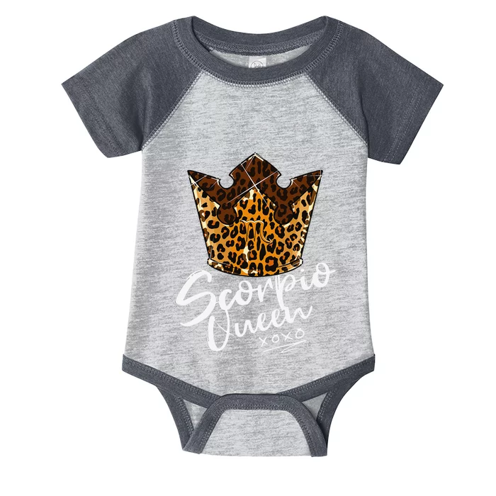 Leopard Scorpio Queen Zodiac Sign with Leopard Pattern Crown Infant Baby Jersey Bodysuit