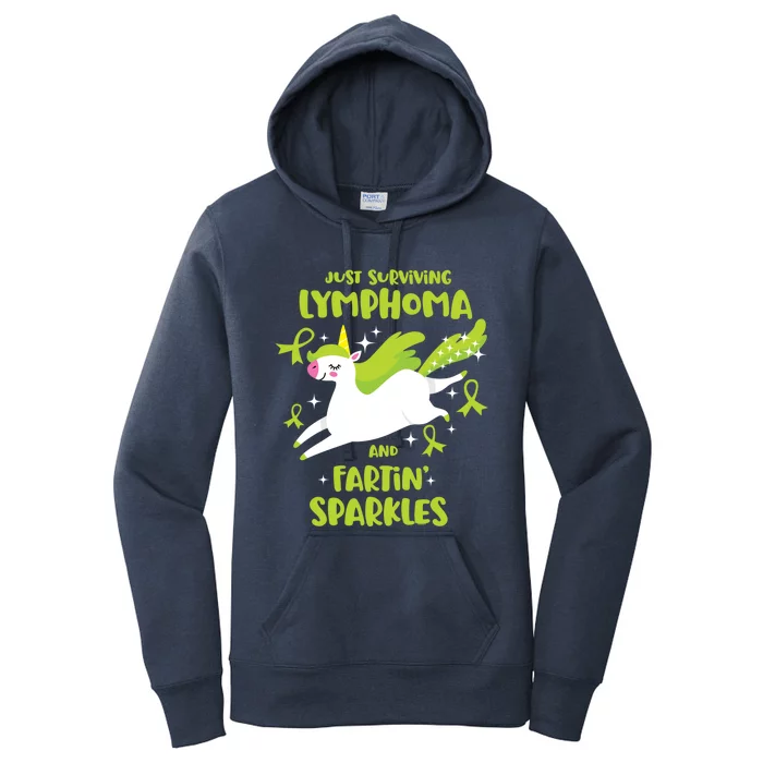 Lymphoma Survivor Quote Farting Unicorn Cancer Awareness Cute Gift Women's Pullover Hoodie