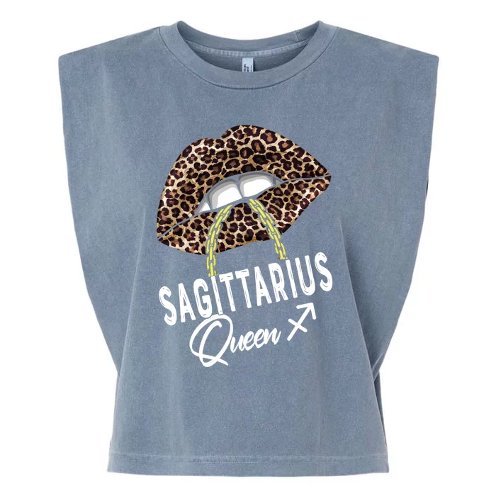 Leopard Sagittarius Queen Lips Camouflage Animal Gift Garment-Dyed Women's Muscle Tee