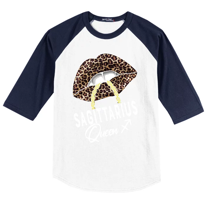 Leopard Sagittarius Queen Lips Camouflage Animal Gift Baseball Sleeve Shirt