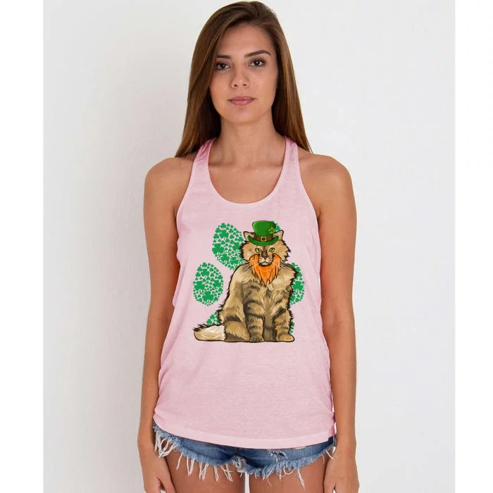 Leprechaun Selkirk Rex St Patricks Day Shamrock Paw Meaningful Gift Women's Knotted Racerback Tank