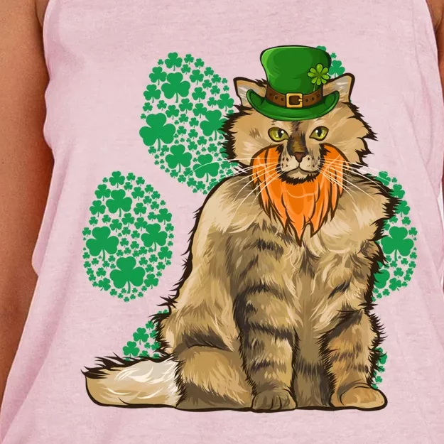 Leprechaun Selkirk Rex St Patricks Day Shamrock Paw Meaningful Gift Women's Knotted Racerback Tank