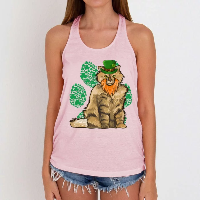 Leprechaun Selkirk Rex St Patricks Day Shamrock Paw Meaningful Gift Women's Knotted Racerback Tank