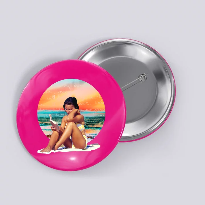 Lady Sunset Reading Book Button