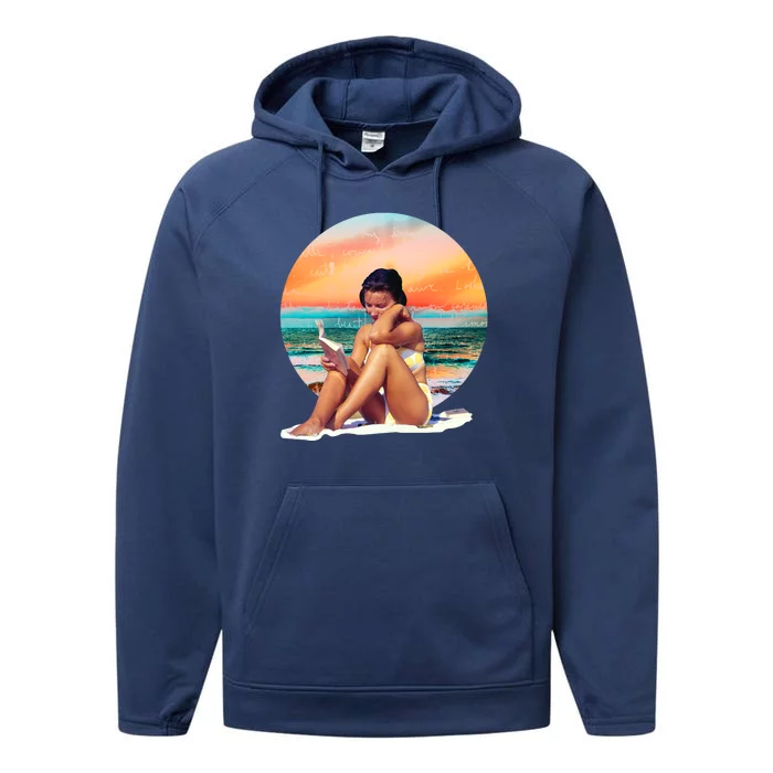 Lady Sunset Reading Book Performance Fleece Hoodie