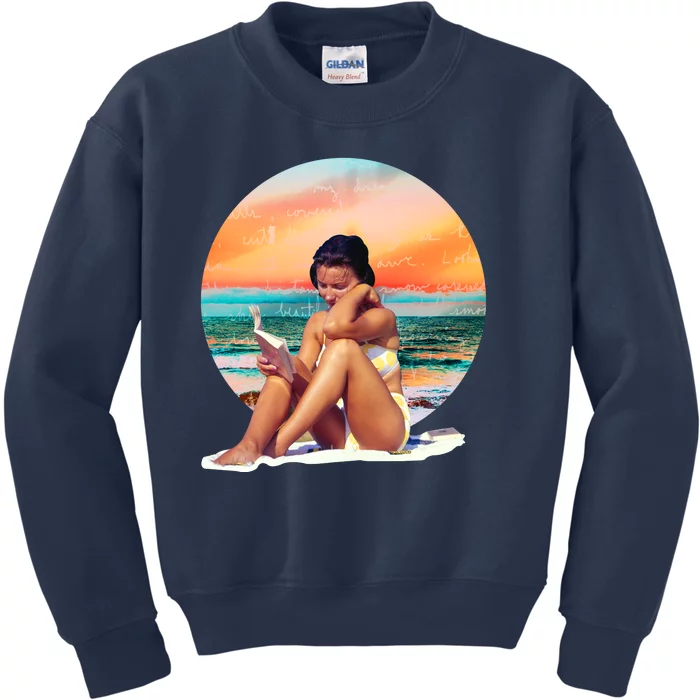 Lady Sunset Reading Book Kids Sweatshirt