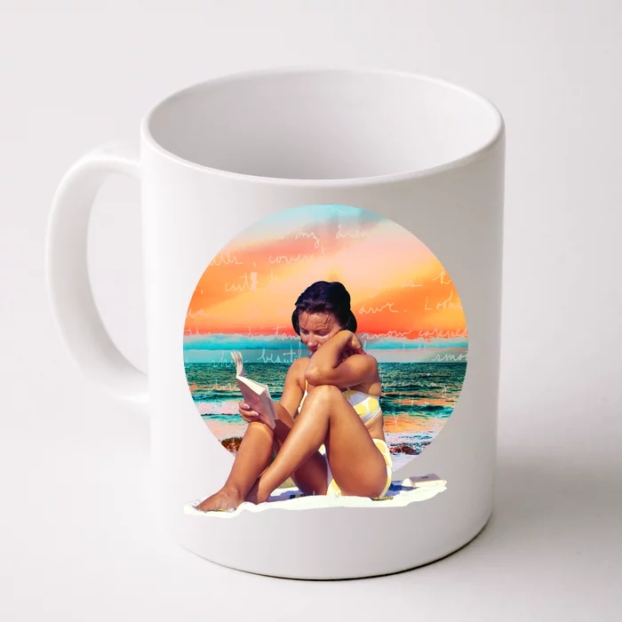 Lady Sunset Reading Book Front & Back Coffee Mug