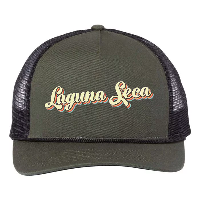 Laguna Seca Retro Art Baseball Font Vintage Retro Rope Trucker Hat Cap