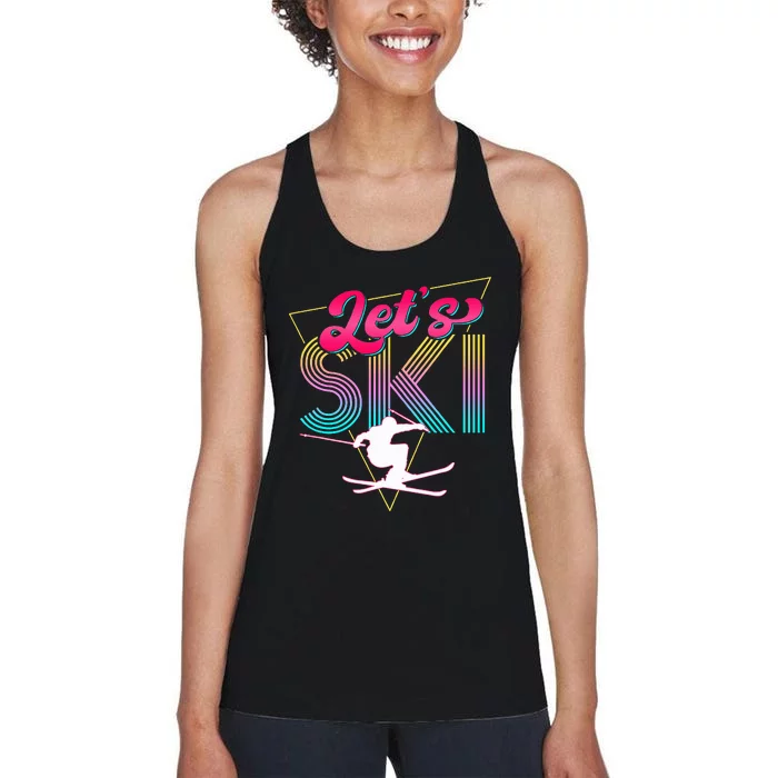 LetS Ski Retro 80s Skiing Party Outfit 90s Skier Costume Women's Racerback Tank