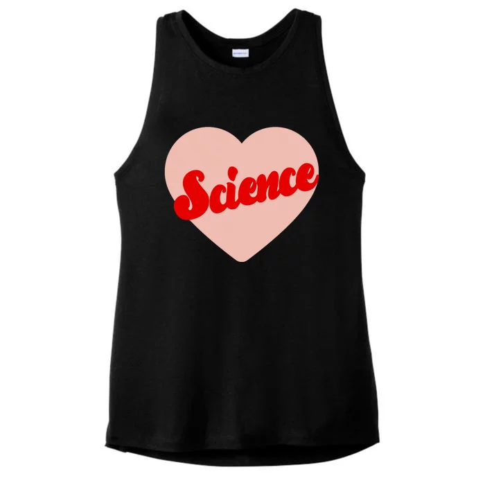 Love Science Retro Heart Ladies Tri-Blend Wicking Tank