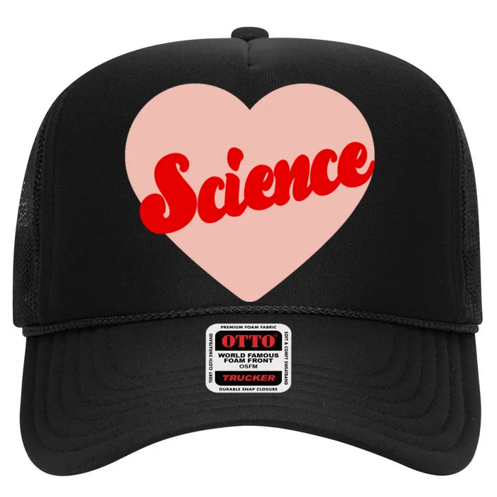 Love Science Retro Heart High Crown Mesh Trucker Hat