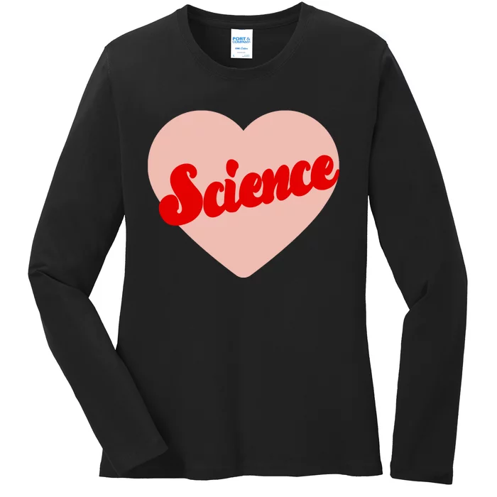 Love Science Retro Heart Ladies Long Sleeve Shirt