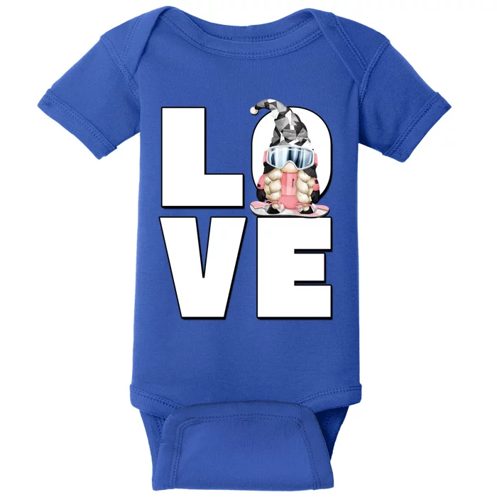 Love Snowboarding Retro Winter Sports Gnome Mom Gift Baby Bodysuit