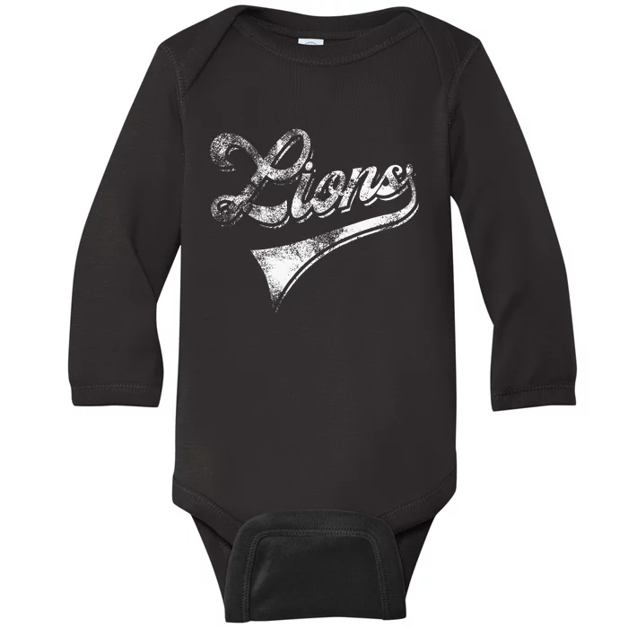 Lions School Sports Fan Team Spirit Mascot Baby Long Sleeve Bodysuit