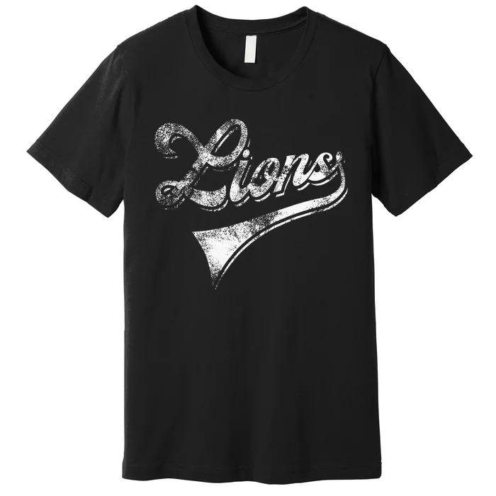 Lions School Sports Fan Team Spirit Mascot Premium T-Shirt