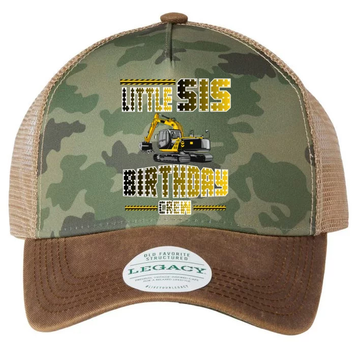 Little Sis Sister Birthday Crew Party Excavator Legacy Tie Dye Trucker Hat