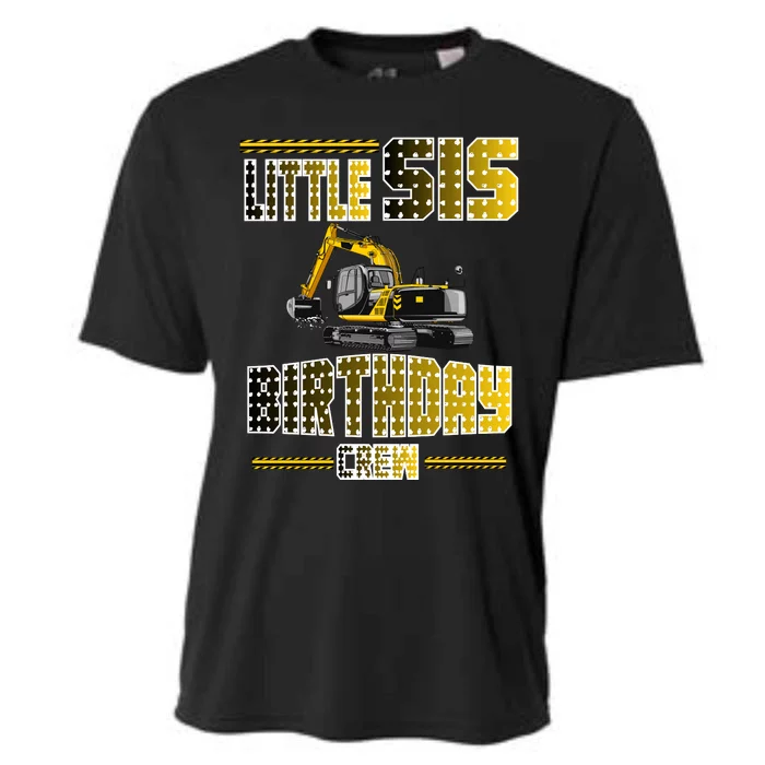 Little Sis Sister Birthday Crew Party Excavator Cooling Performance Crew T-Shirt