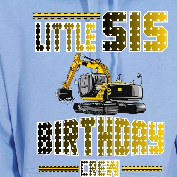 Little Sis Sister Birthday Crew Party Excavator Unisex Surf Hoodie