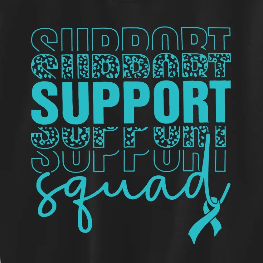 Leopard Support Squad Ovarian Cancer Awareness Ovarian Cancer Warrior Kids Sweatshirt