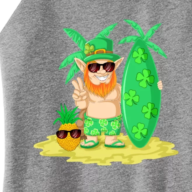 Leprechaun Surfing St Patricks Day Shamrock Leaf Clover Gift Women’s Perfect Tri Rocker Tank