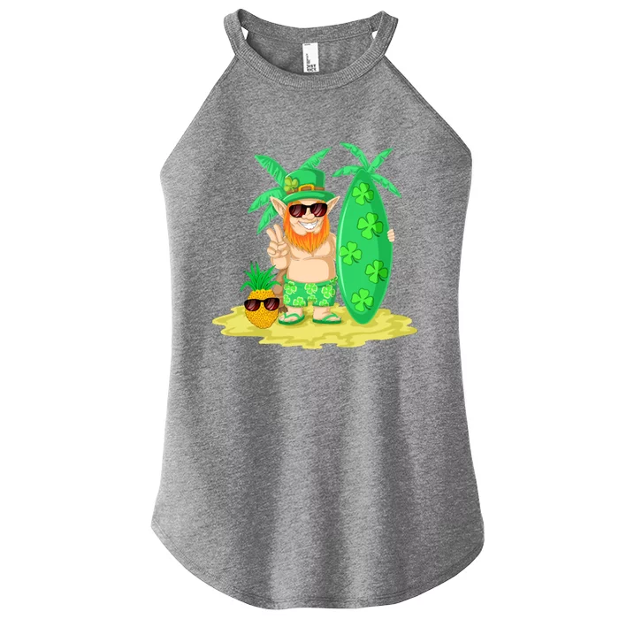 Leprechaun Surfing St Patricks Day Shamrock Leaf Clover Gift Women’s Perfect Tri Rocker Tank