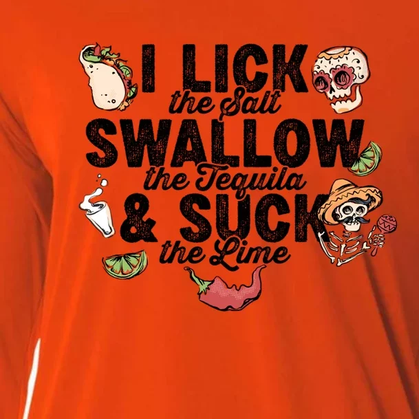 Lick Salt Swallow Tequila Suck Lime Cinco De Mayo Costume Meaningful Gift Cooling Performance Long Sleeve Crew