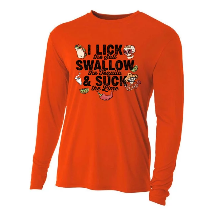 Lick Salt Swallow Tequila Suck Lime Cinco De Mayo Costume Meaningful Gift Cooling Performance Long Sleeve Crew