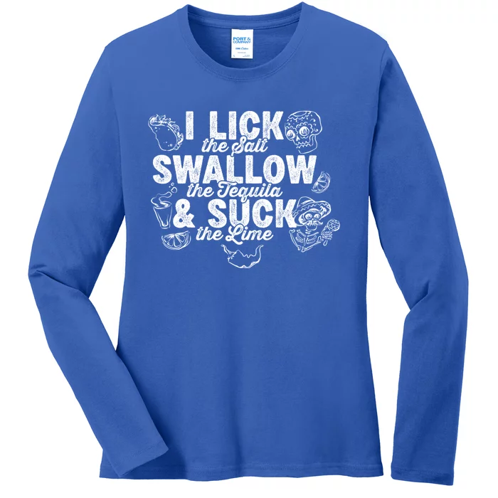 Lick Salt Swallow Tequila Suck Lime Cinco De Mayo Costume Cute Gift Ladies Long Sleeve Shirt