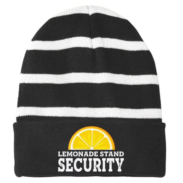 Lemonade Stand Security Lemon Juice Lemonade Summer Drink Striped Beanie with Solid Band