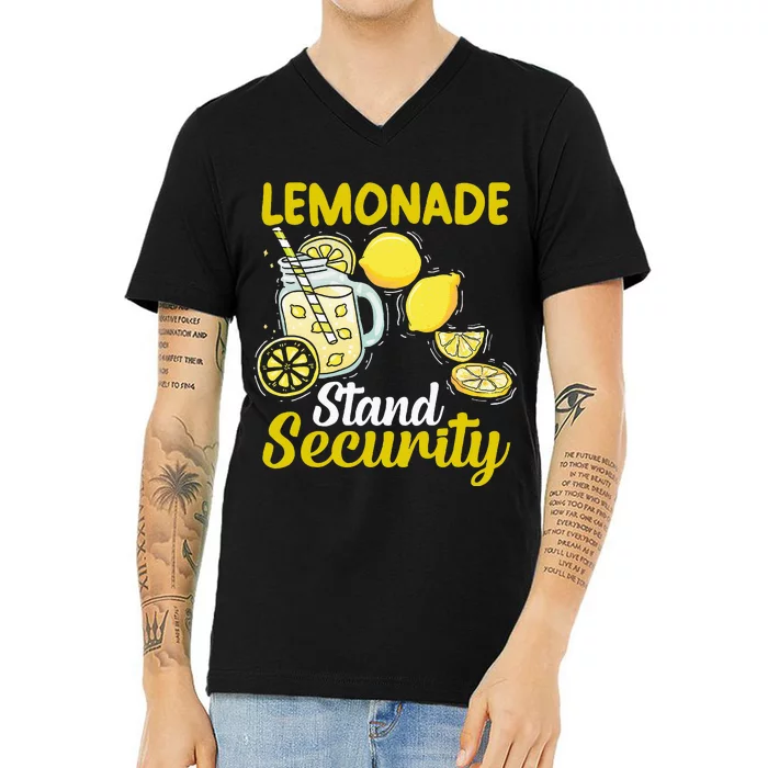 Lemonade Stand Security Fun Lemon Juice And Fruit Business V-Neck T-Shirt