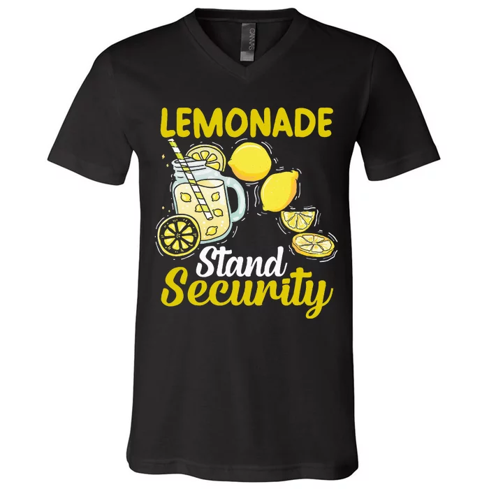 Lemonade Stand Security Fun Lemon Juice And Fruit Business V-Neck T-Shirt