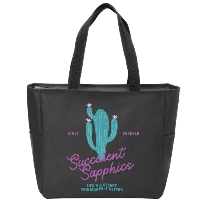 Lesbian Succulent Sapphics Plant Lesbian Zip Tote Bag