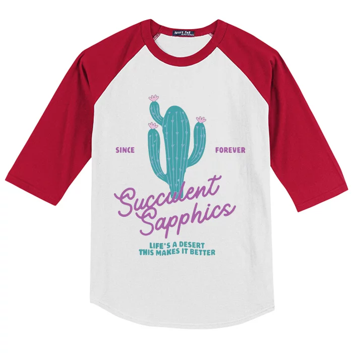 Lesbian Succulent Sapphics Plant Lesbian Kids Colorblock Raglan Jersey