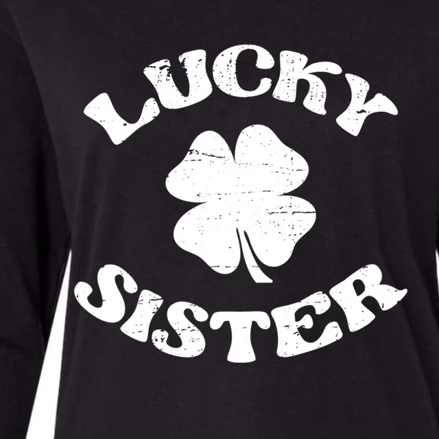 Lucky Sister Sis St Patricks Day Saint Paddys Day Cute Gift Womens Cotton Relaxed Long Sleeve T-Shirt